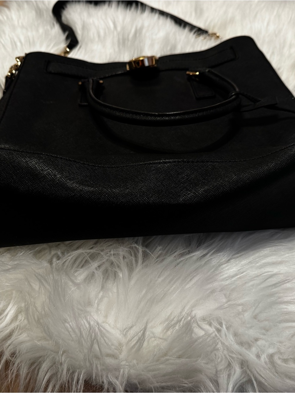 Micheal Kors Black Leather Tote Bag with Gold Hardware - Women Bags - Picture 3 of 6